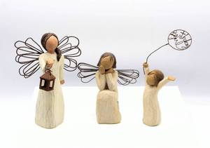 lot 3326 image: (3) Willow Tree Figurines - Angel of Hope, Angel of Caring and Birthday Girl