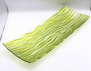 lot 3327 image: Decorative Green Glass Dish Centerpiece 8.5W x 22L