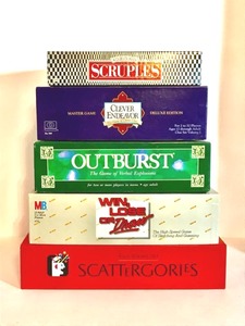 lot 3149 image: Family Board Games including Scattergories, Scruples, Outburst, Win, Lose, or Draw