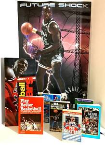 lot 3150 image: Shaq O Neal Poster and Several Pro Basketball Books