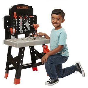 lot 5527 image: Black & Decker Power N Play Workbench - Play Toy Workshop for Kids with working Miter Saw includes 50 Realistic Toy Tools and Accessories