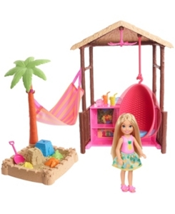 lot 5548 image: Barbie Chelsea Doll Tiki Hut Playset with Moldable Sand
