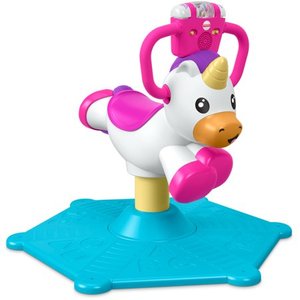 lot 5573 image: Fisher-Price Bounce and Spin Unicorn with Music & 2-Learning Modes