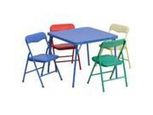 lot 5650 image: Flash Furniture 5-Piece Kids Colorful Folding Table and Chair Set