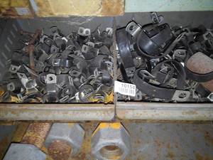 lot 10154 image: Two Bins of Pipe Clamps