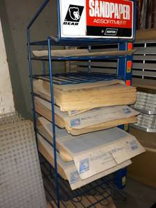 lot 10085 image: Sandpaper Display Rack and Contents