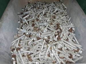 lot 10095 image: Metal Bin of Hex Head Wood Screws