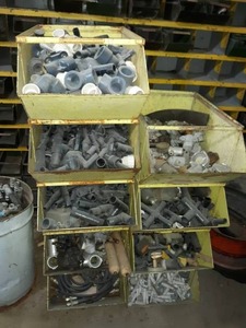 lot 10032 image: Lot of 9 Metal Parts Bins W Contents