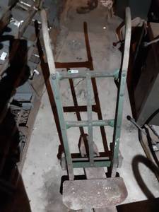 lot 6663 image: Wood Handled 2 Wheel Cart