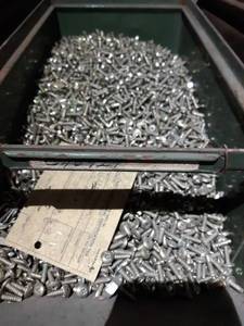 lot 6681 image: Metal Bin Full of Self Tapping Phillips Head Screws