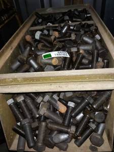lot 6694 image: Metal Bin Full of Hex Head Bolts