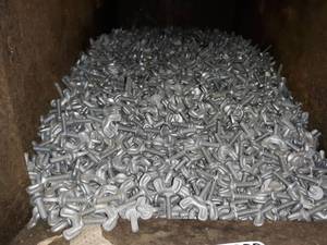lot 6693 image: Metal Bin Full of Ingot Butterfly Wing Bolt Screws