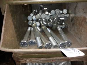 lot 6695 image: Metal Bin Full of Hex Head Bolts