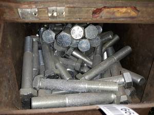 lot 6696 image: Metal Bin Full of Hex Head Bolts