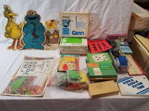lot 9117 image: Lot of Childrens School Supplies, with Sesame Decor , Pens and Pencils and More