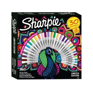 lot 31430 image: Peacock Sharpie 30 Count Pack Markers Wheel Big Box Limited Edition Sharpies