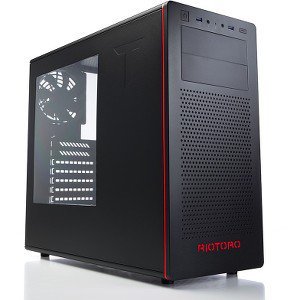 lot 34112 image: Riotoro CR480 Mid-Tower Gaming Case with Clear Window Panel - Black