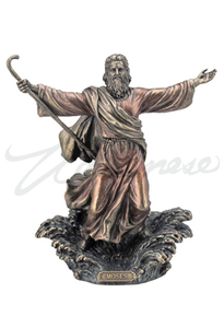 lot 34162 image: 9.13 Inch Moses Parting The Red Sea Cold Cast Figurine, Bronze Color