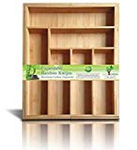 lot 34173 image: Expandable Bamboo Silverware Organizer 6-8 Slots Adjustable Amazing Drawer Inserts with Deep Dividers for Storage of Flatware, Cutlery, Wooden or Stainless Utensils - Kitchen Knives to Jewelry