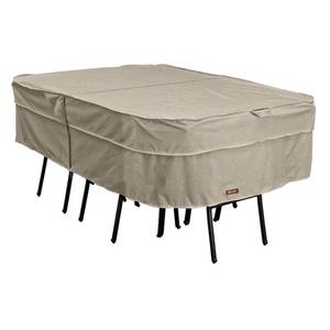 lot 34220 image: Montlake�� FadeSafe� RectangularOval Patio Table Cover & Chair Cover - Water Resistant Outdoor Furniture Cover, TableChair sets 108L x 82W x 23H, Heather Grey