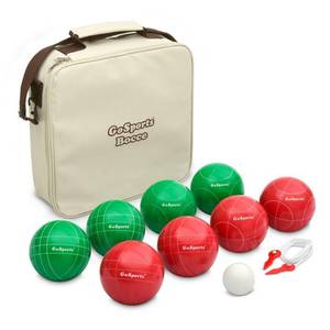 lot 340061 image: GoSports Premium Bocce Set with 8 Balls, Pallino, Case and Measuring Rope