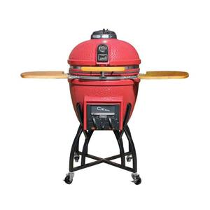 lot 34885 image: Vision Grills Kamado Professional Ceramic Charcoal Grill in Chili Red with Grill Cover, Retail Price at $699