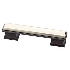 lot 36504 image: (30) Liberty Luxe Square 3 or 3-34 in. (76 or 96 mm) Center-to-Center Cocoa Bronze and Satin Nickel Dual Mount Drawer Pull