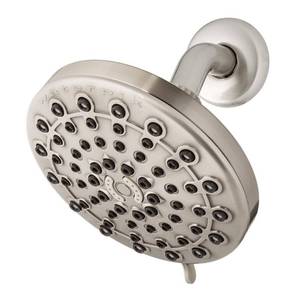 lot 36530 image: Waterpik 6-Spray 6 in. Single Wall Mount Low Flow Fixed Rain Shower Head in Brushed Nickel