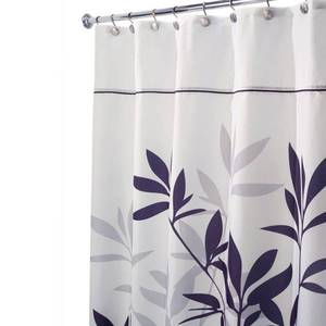 lot 36571 image: InterDesign Leaves Fabric Shower Curtain, Long 72 x 84, BlackGray