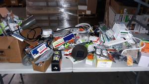 lot 36622 image: Lot of Assorted Items, Light Sockets, Light Bulbs, Wall Plates, etc.