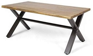 lot 35153 image: Christopher Knight Home 304396 Ishtar Acacia Wood Coffee Table,Teak FinishRustic Metal