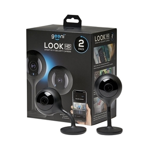 lot 35176 image: Geeni - Indoor Wi-Fi Wireless Network Surveillance Cameras (2-Pack) - Black