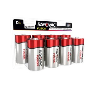 lot 35190 image: Rayovac Fusion Premium Alkaline, D Batteries, 8 Count