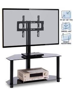 lot 5004 image: Rfiver Corner Floor TV Stand with Swivel Mount for Most 32in -55in Flat or Curved Screen TVs