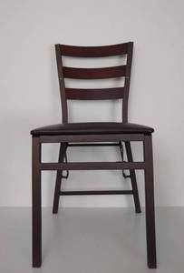 lot 5018 image: Brown Folding Chair with Faux Leather Seat