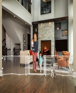 lot 5039 image: Regalo 192-Inch Wide Double Door Super Wide Baby Gate and Adjustable 8-Panel Play Yard, White