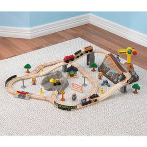 lot 5044 image: KidKraft Bucket Top Construction Wooden Train Set with 61 accessories included