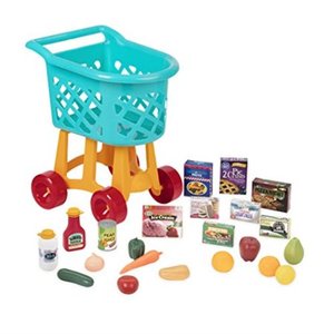 lot 5048 image: Battat Grocery Cart Deluxe Toy Shopping Cart with Pretend Play Food Accessories for Kids 3 (23-Pieces)