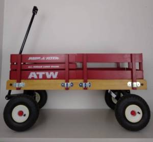 lot 5054 image: Radio Flyer All-Terrain Cargo Wagon, Red Wood