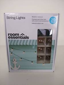 lot 5057 image: 20ct String Lights G40 Clear Bulbs - Green Wire - Room Essentials