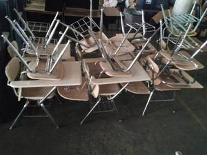 lot 7676 image: Lot of MetalPlastic School Desks