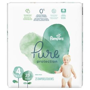 lot 15838 image: 4 packs of 23 Pampers Pure Protection Diapers, Mega Pack - Size 4 (23ct)