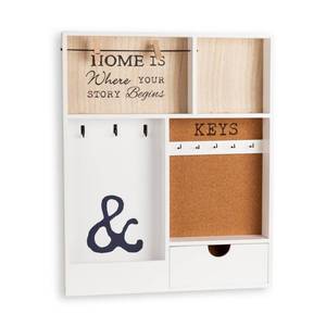 lot 15846 image: Entryway Wall Organizer & Key Holder - White, White Brown