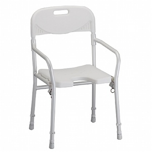 lot 15847 image: Nova Foldable Bath Chair with Arms - White