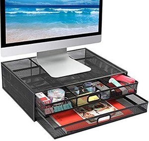 lot 15848 image: Monitor Stand Riser - Mesh Metal Desk
