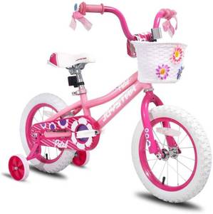 lot 15888 image: JOYSTAR 16 Inch Kids Bike with Training Wheels for 2-7 Years Old Girls 29 - 45 Tall, Toddler Bike with 85% Assembled, Pink
