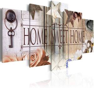 lot 15938 image: Canvas Art Design - Home Sweet Home Painting Rustic Vintage Canvas Print Abstract Wall Art Home Office Decor 5 Panels