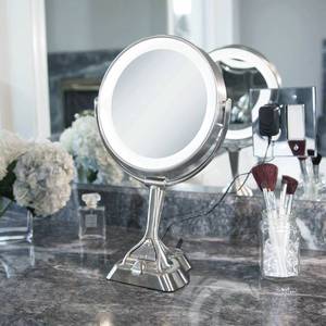 lot 15899 image: Zadro Led Light Dimmable Dual-sided Vanity Mirror, Satin Nickel