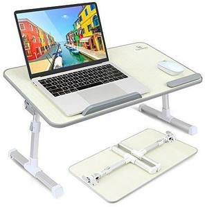 lot 15901 image: VANKYO Foldable Laptop Standing Desk, Portable Laptop Table - Height and Angle Adjustable Notebook Stand, Breakfast and Bed Tray Table, Folding Lap Holder for Adults