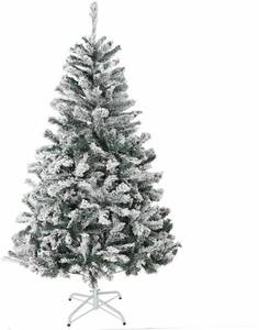 lot 15906 image: Iwell Flocked Christmas Tree, 7.5ft Xmas Full Tree, Feel Real, Hinged Artificial Spruce Pine Tree, Premium PVC NeedlesFoldable Metal Stand, Outdoor Christmas Decoration SDS002W